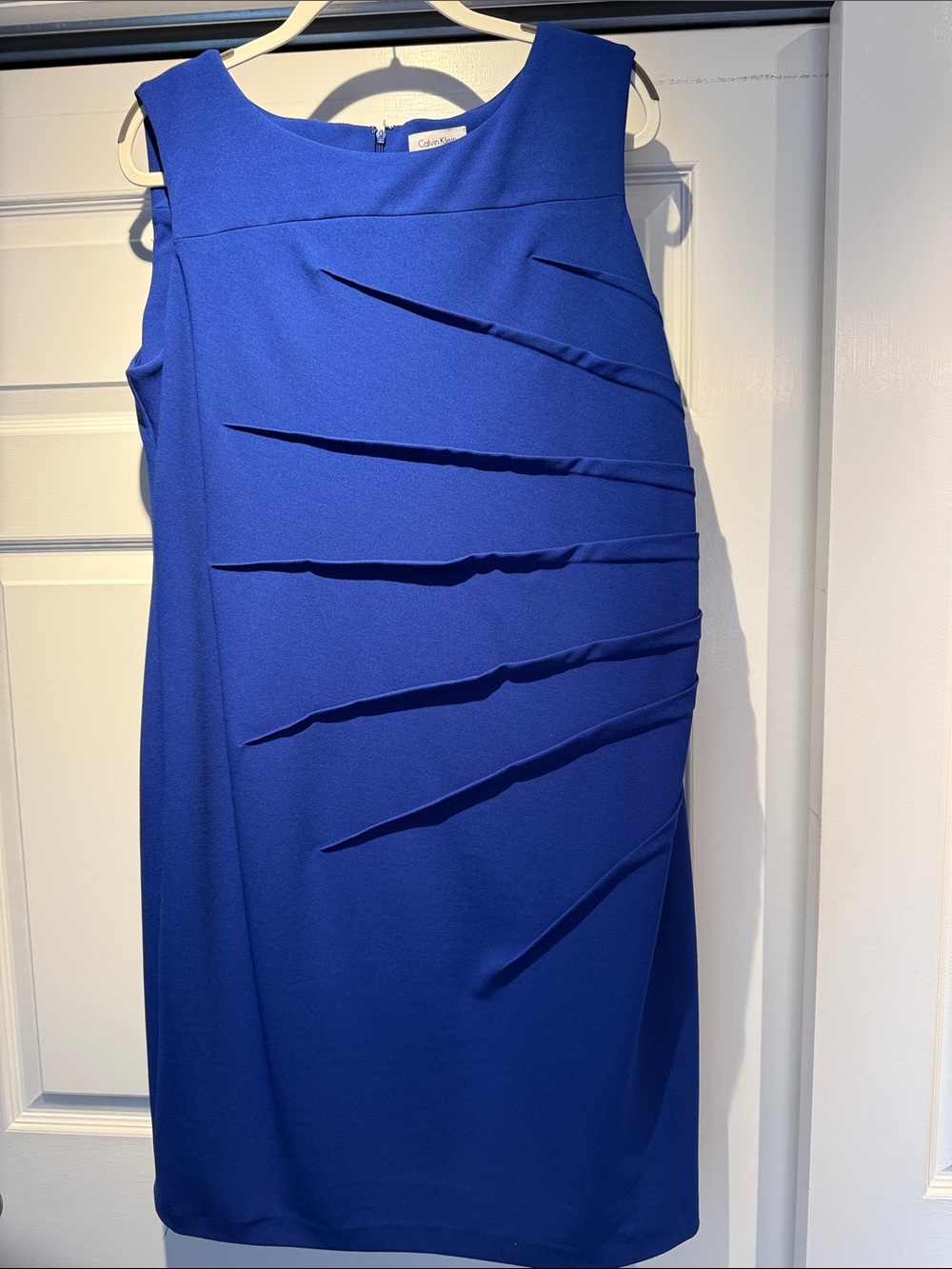 Calvin Klein Cobalt Blue Pencil Skirt with Diagonal Pleats